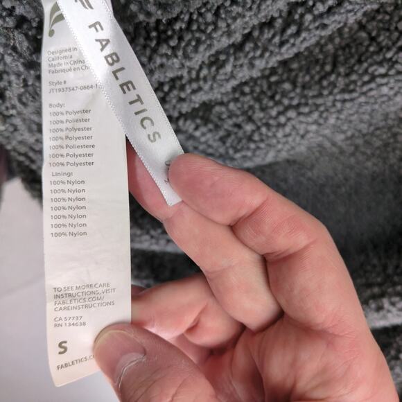 Fabletics Reversible Black Hoodie Jacket Women's S Polar Fleece Sherpa & Nylon - Picture 7 of 10